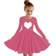 thumbnail image 2 of Antinious Girls Frock Dress Banquet Dress Girls Long Sleeve Solid Heart Print Twirly Skater School Recital Princess Dress,Toddler Girls Outer Dress,Kids Party Dress,Pink,140, 2 of 5