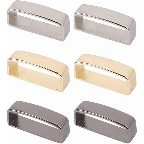 6Pcs Metal Belt Loop Keepers 39x10.5x16.5mm Alloy Rectangle Belt Strap Buckle Fastener Repair Replacement Accessories