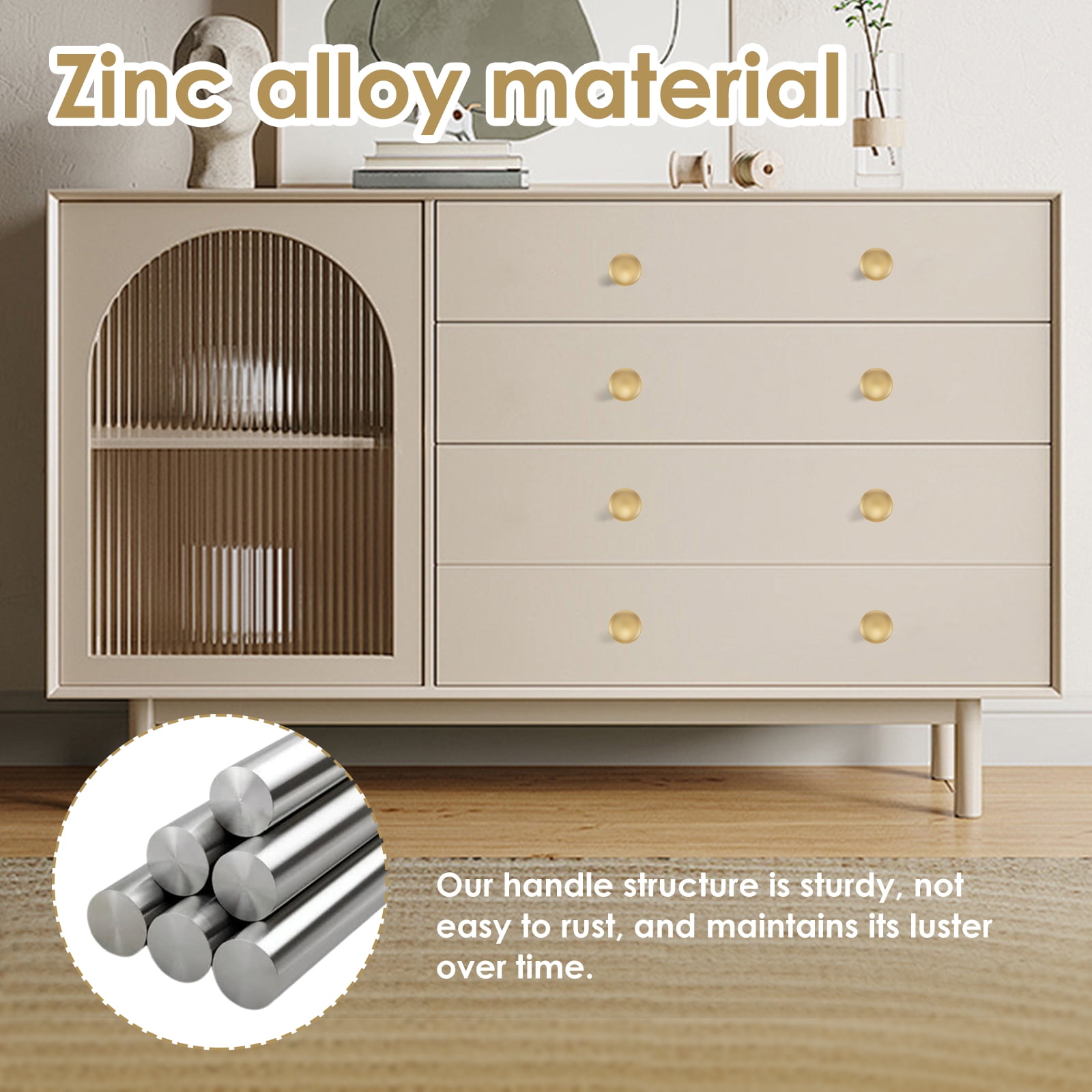 Grusce 50PCS Drawer Knob Set, Zinc Alloy Cabinet Handles, Rustproof Gold Dresser Knobs with Screws, Decorative Drawer Pull Handle Furniture Knobs for Kitchen Cabinets Drawer Dresser