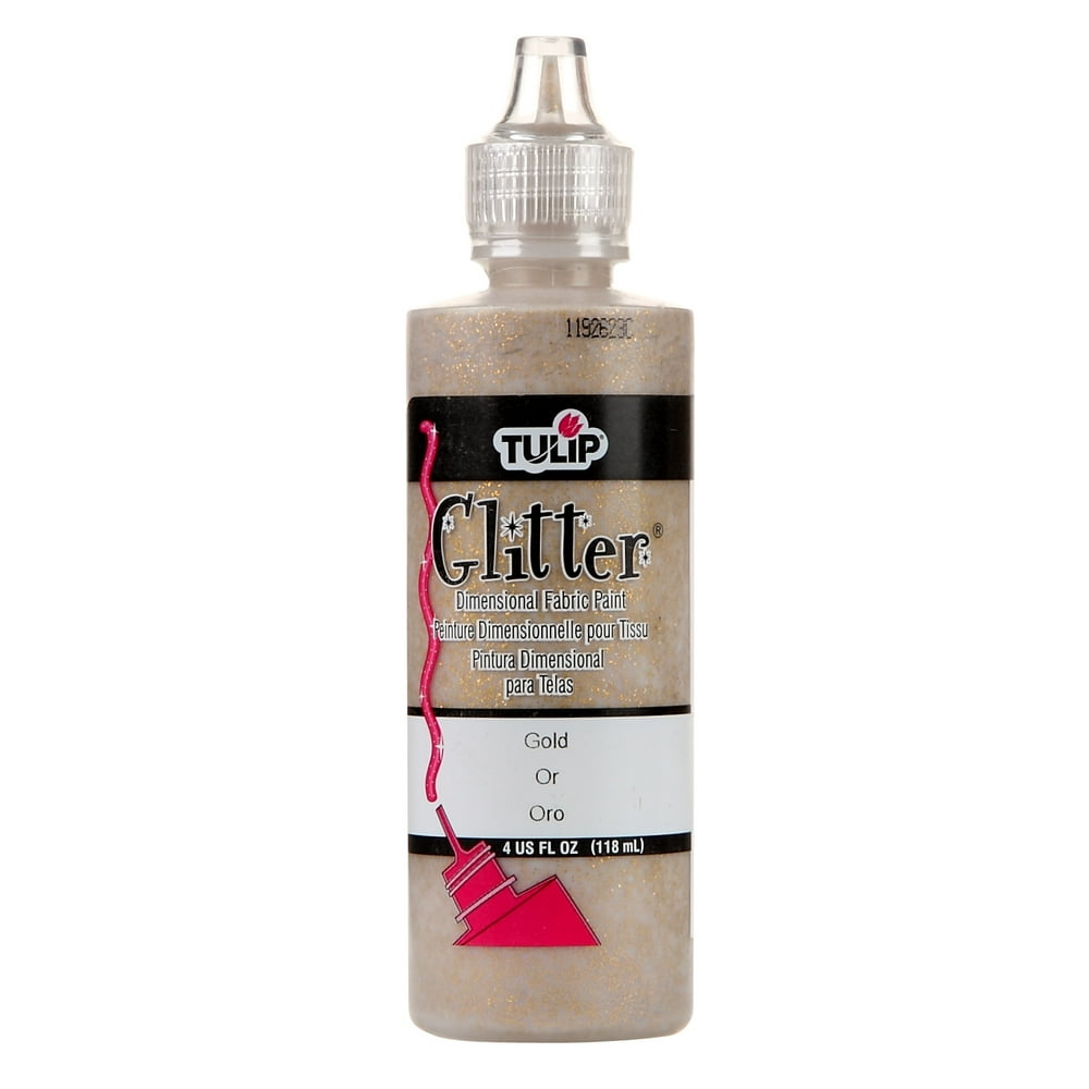 Tulip Dimensional Fabric Paint Glitter 4 fl oz Gold Glitter, Dries Permanent