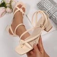 thumbnail image 2 of White Women'S Square Toe Thong High Heel Sandals With Open Toe Design For Casual Fashionable Wear, 2 of 9