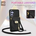 thumbnail image 4 of Phone Case for Samsung Galaxy A14/M14 5G Wallet Cover with Credit Card Holder Zipper Slot Crossbody Strap Lanyard Leather Stand Cell Shoulder Mobile Accessories A 14 4G 14A 14M G5 Women Girls Black, 4 of 14