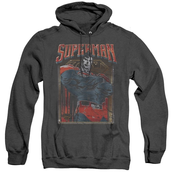Superman Head Bang Adult Heather Hoodie Sweatshirt Black