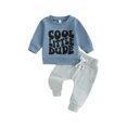 thumbnail image 2 of Baby Boy 2 Piece Outfits 3M 6M 12M 18M 24M 3Y Letter Print Long Sleeve Sweatshirt and Elastic Pants for Toddler Fall Clothes, 2 of 10