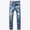 Blue#1, variant on Viikei Mens Pants Clearance Plus Size Pants Men Trousers for Men High-end Stretch Nostalgic Frayed Slim-fit Jeans