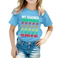 thumbnail image 1 of PMVFHDE T-Shirts pour Filles T-Shirts pour Filles Hauts de Mode pour Filles Hauts Décontractés Imprimés Col Rond Manches Courtes T-Shirt Décontracté Bleu, 5-6 Ans, 1 of 6