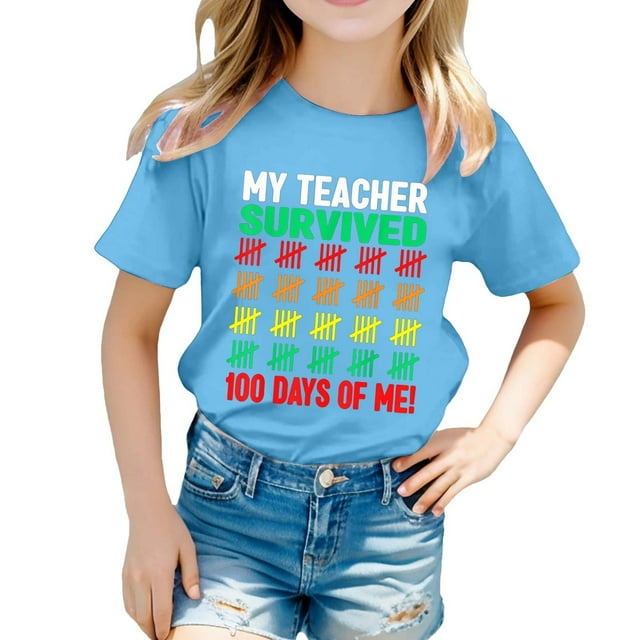 Hauts pour Filles Décontractés Imprimés Col Rond Manches Courtes pour Filles - et T-Shirts Confortables pour un Usage Quotidien