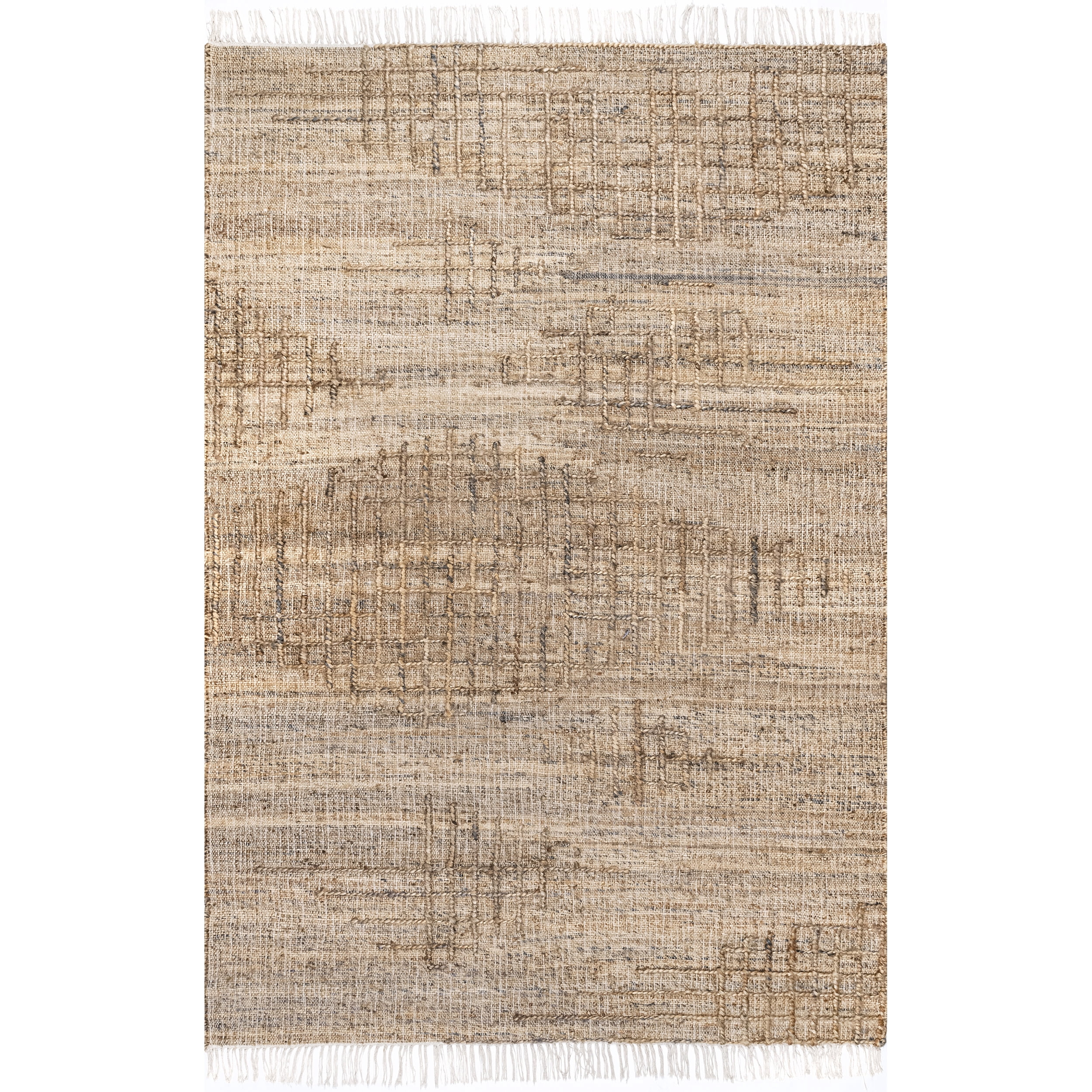 nuLOOM Flor Flatweave Tassled Jute Area Rug, 5' x 8', Natural