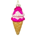 thumbnail image 3 of Northlight 4.25" Pink and Gold Glass Ice Cream Cone Christmas Ornament, 3 of 4