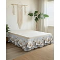 thumbnail image 2 of Magnolia Flower Bed Skirt California King Size 16" Drop Retro Flowers Modern Abstract Ruffled Wrap Around Bed Skirts Adjustable Elastic Bedskirt Dust Ruffle for California King Size Bed, 2 of 7