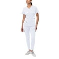 thumbnail image 1 of Adar Pro Flawless Plus Scrub Set For Women - Elevated V-Neck Top & Jogger Scrub Pants - P9600 - White - XL, 1 of 7