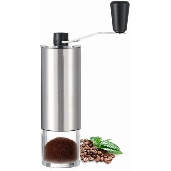 WZW Manual Coffee Grinder with Ceramic Conical Burr Stainless Steel Hand Crank Mill for Drip Coffee, Espresso, French Press, Turkish Brew