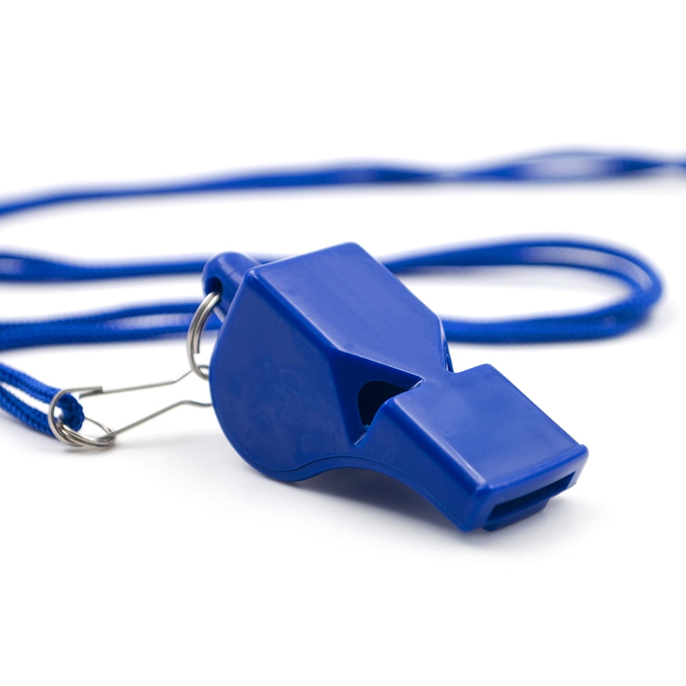 GOGO 100 Pcs Safety Whistle With Lanyard Plastic Pealess Whistles