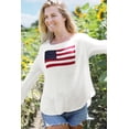 thumbnail image 3 of American Flag Shirt For Women 4th for July Long Sleeve Casual Crew Neck Loose Knite Sweater White L, 3 of 5