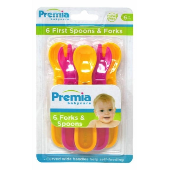 Premia Baby 6 PC Forks & Spoons, Pink