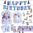 thumbnail image 1 of Set de artículos de fiesta JYHFY Frozen Birthday, 90 piezas, tema rosa, 1 of 5