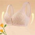 thumbnail image 2 of SMihono Trendy No Underwire Lace Bras for Women Sponge Cup Front Closure Bras for Seniors Plus Size Full Coverage Bras No Wire Bras Beige 24, 2 of 8