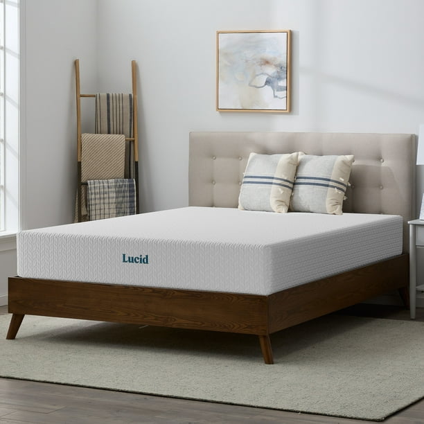 Lucid Refresh 10 Dual Layered Gel, King Bed Frame With Headboard Mattress Firm