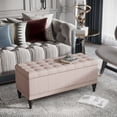 thumbnail image 4 of 42" Tufted Linen Storage Ottoman Bench with Soft-Close Lid for Living Room, Bedroom, Entryway, 4 of 11