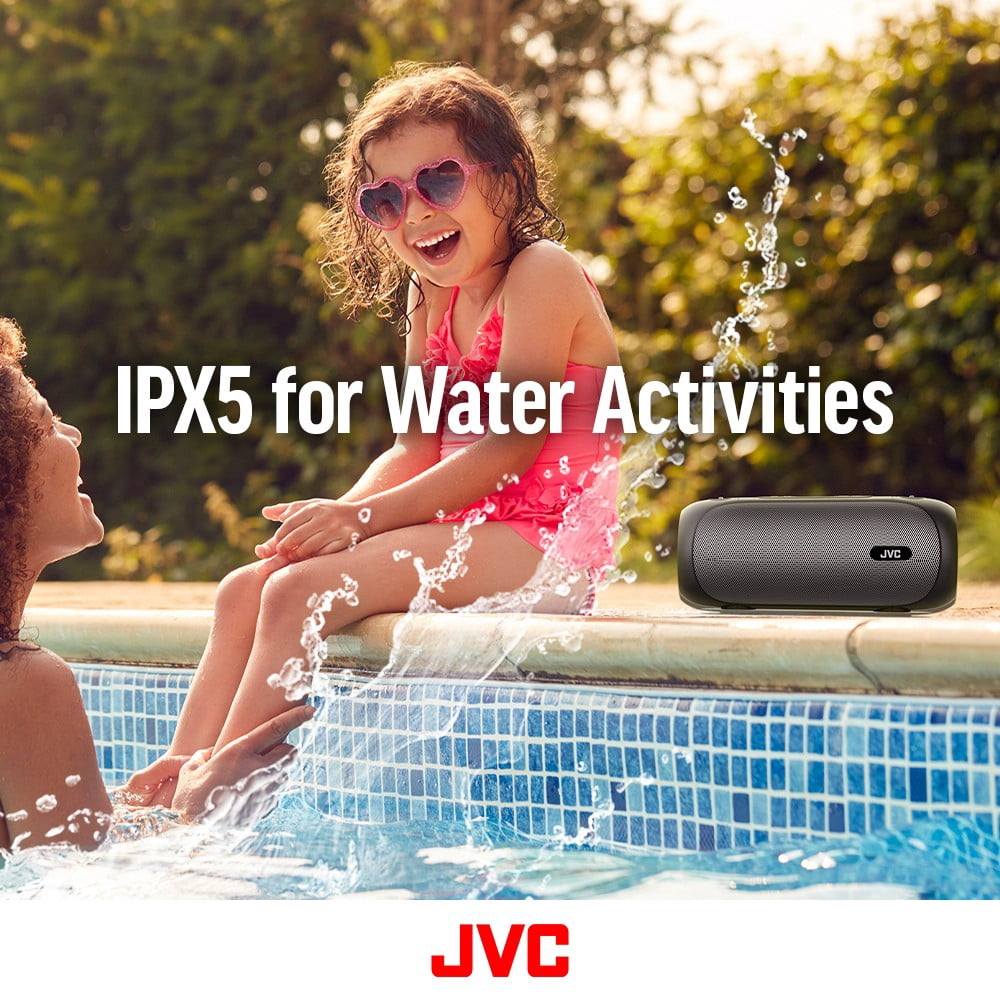 JVC Illuminated Portable Wireless Speaker with 30W max outputs, Dynamic Sound, Bluetooth 5.0, TWS Capability, USB-C, AUX in, up to 6-Hour Battery Life - SPPA7BTB (Black)