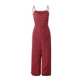 thumbnail image 4 of Inevnen Womens Crossed V Neck Jumpsuits Summer Casual Polka Dot Romper Long Pants, 4 of 7