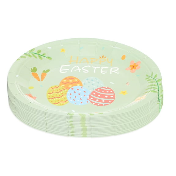 Eease 32Pcs Bunny Paper Plate Green for Spring Party