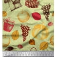 thumbnail image 1 of Soimoi Silk Fabric Mushroom,Grapes & Fresh Print Fabric by Yard 42 Inch Wide, 1 of 1