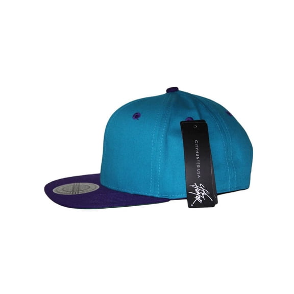 CTH Vintage Snapback Cap Hat 2 Tone (Turqoise Purple)