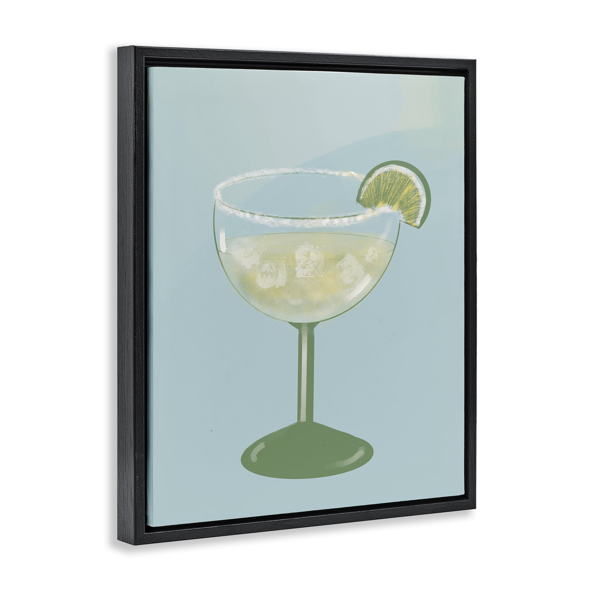 Stupell Industries Margarita Glass over Blue Black Framed Floater Canvas Wall Art, design by Robin Maria