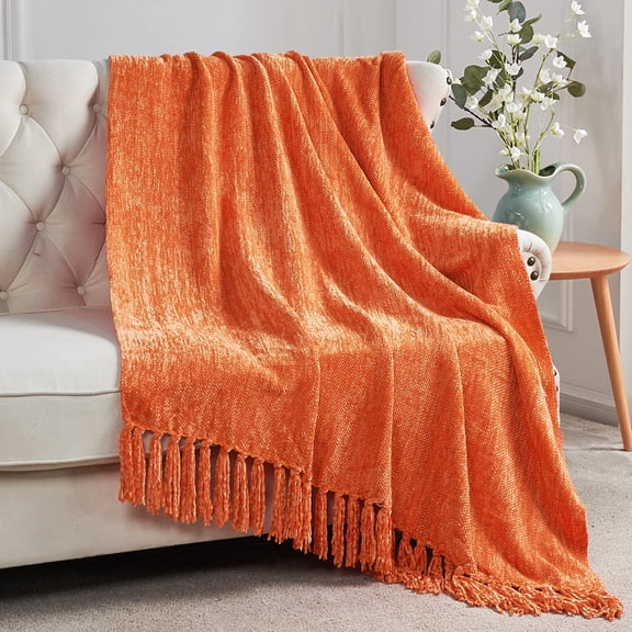 Home Soft Things Crystal Chenille Throw - Flame - 50" x 60"