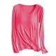 thumbnail image 2 of Pijama de manga larga para mujer, color liso, manga larga, cuello redondo, con copa acolchada, ropa de casa, pijama modal para mujer, 2 of 9