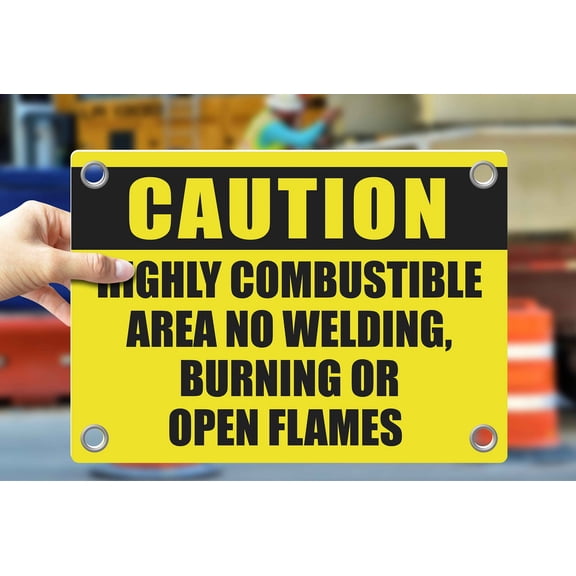 HIGHLY COMBUSTIBLE AREA NO WELDING, BURNING OR PEN FLAMES | Warning Notice Caution Danger 3mm PVC Sign