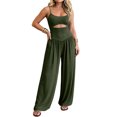 thumbnail image 2 of Sleeveless Jumpsuits for Women Halter High Waist Wide Leg Rompers Summer Causal Loose Overalls with Pockets, L, 2 of 6