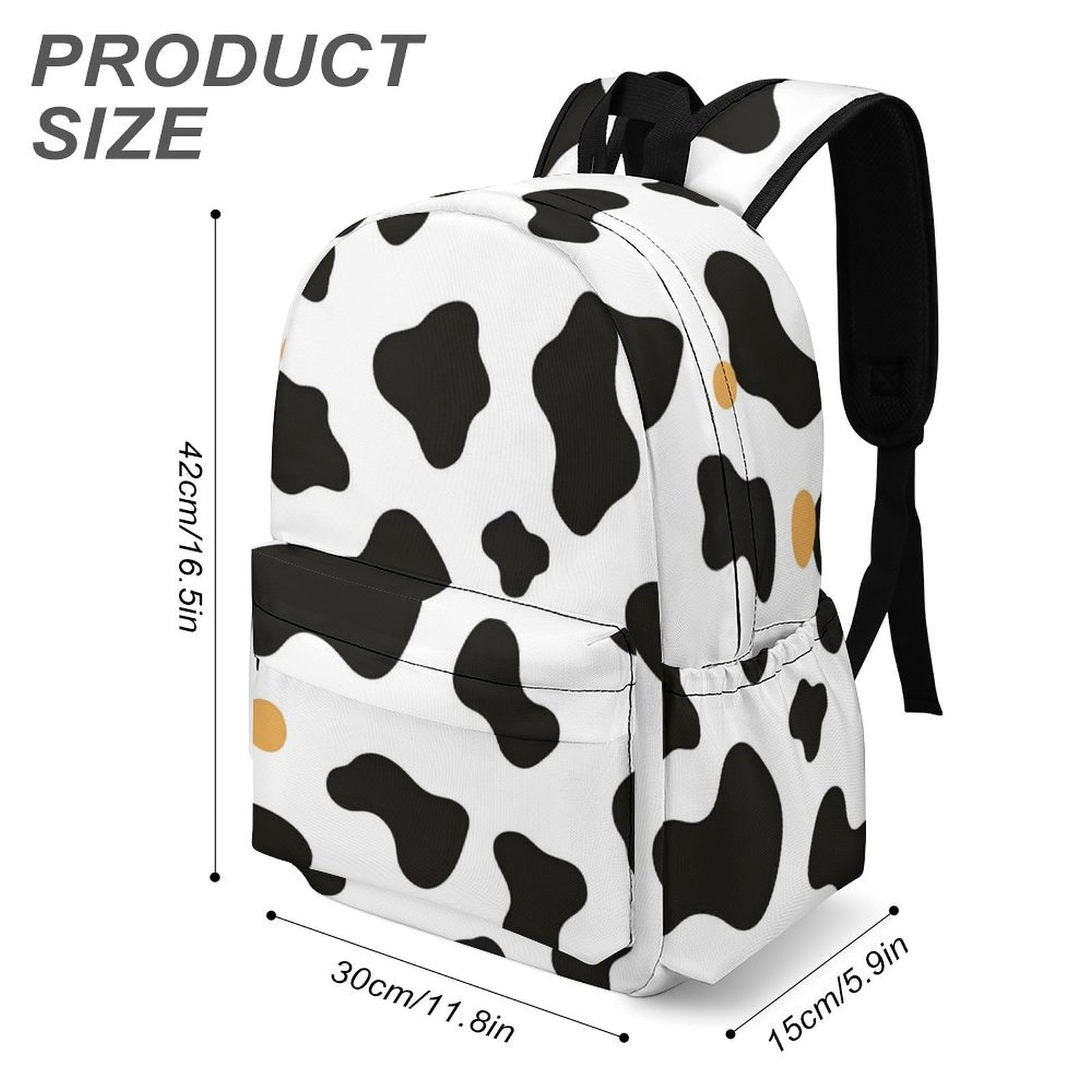 Large Capacity Half Print Backpack 11.8×16.5×5.9in Multifunctional Zipper Design Convenient Switch Simple Cow Print Pattern, Vector Art Style_2