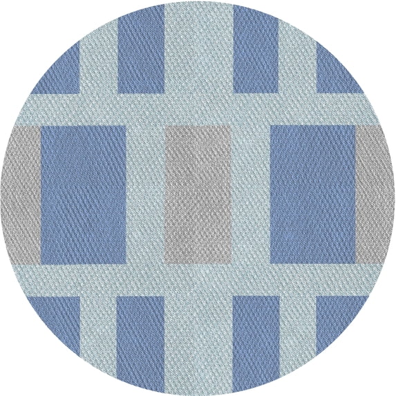 Ahgly Company Machine Washable Indoor Round Transitional Steel Blue Area Rugs, 4' Round