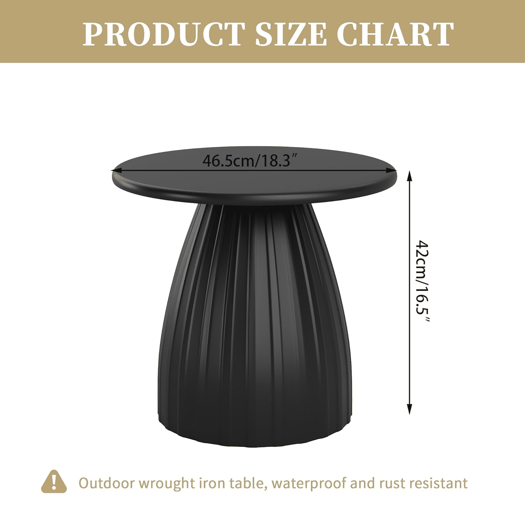 Oubayajia Round Side Table, Small Couch End Table Drink Table, Metal, Black