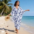 thumbnail image 3 of Xoenoiee Toile De Jouy Boat Print Women Kaftan Dresses Plus Size V-Neck Batwing Sleeves Beach Cover Up with Side Slits, Palm Tree Design 2026 Summer Caftan Dress Mumu Dresses, 3 of 7