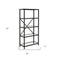 thumbnail image 4 of HomeRoots 63" Black Metal And Glass Five Tier Etagere Bookcase, 4 of 8