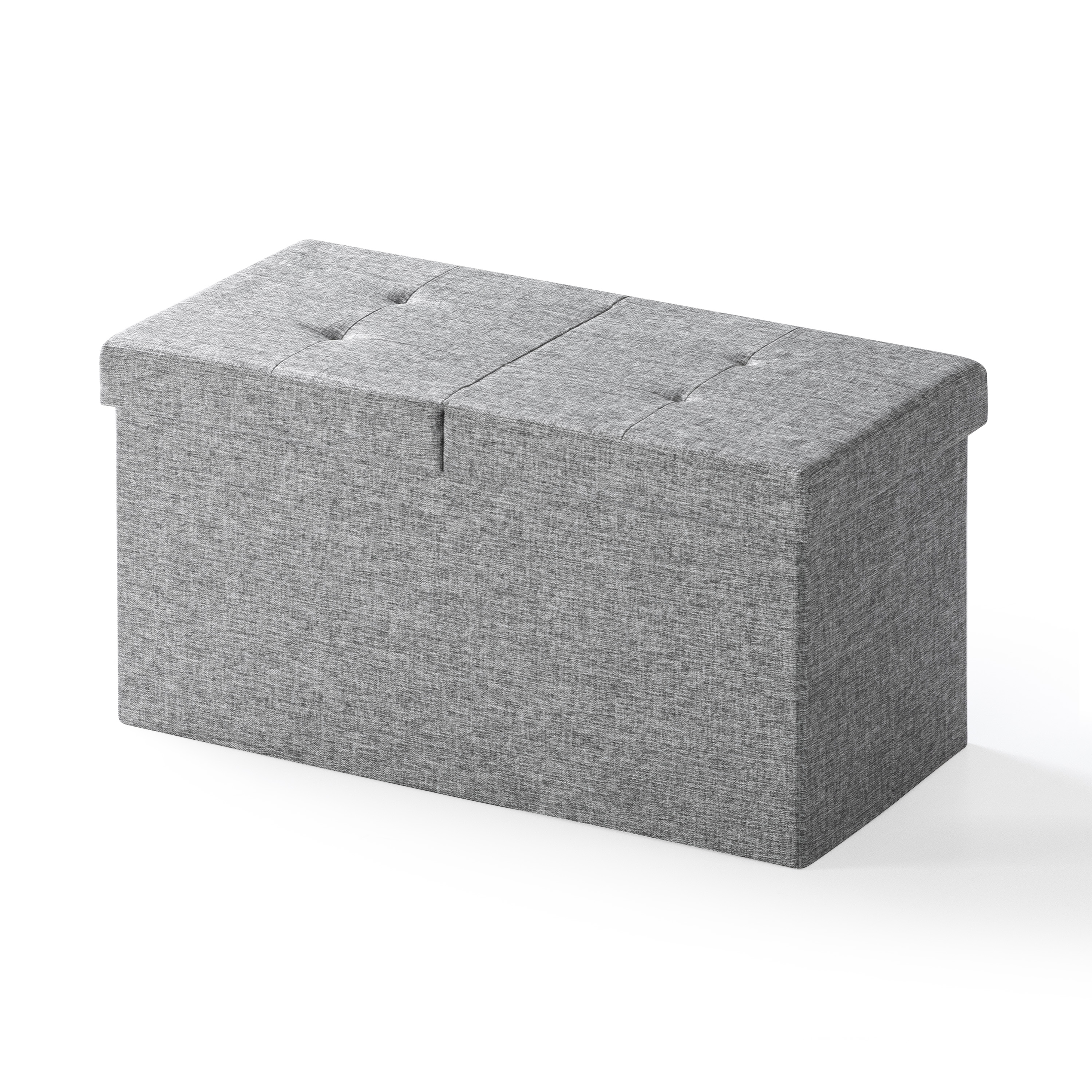Mellow 30" Smart Lift Top Button Fabric Collapsible Storage Ottoman, Light Grey - image 3 of 9