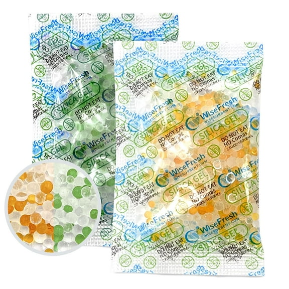 Wisesorb 60Pcs 5g Desiccant Packs, Indicating Silica Gel Packets - Food Safe Moisture Absorbers for Storage