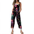 thumbnail image 5 of EANJE Halloween Overalls for Women Wide Leg Trendy Gothic Skull Floral Print Overalls Sleeveless Womens Rompers Straps Jumpsuit Loose Bib Overalls Winter Clothing Black 2XL, 5 of 6