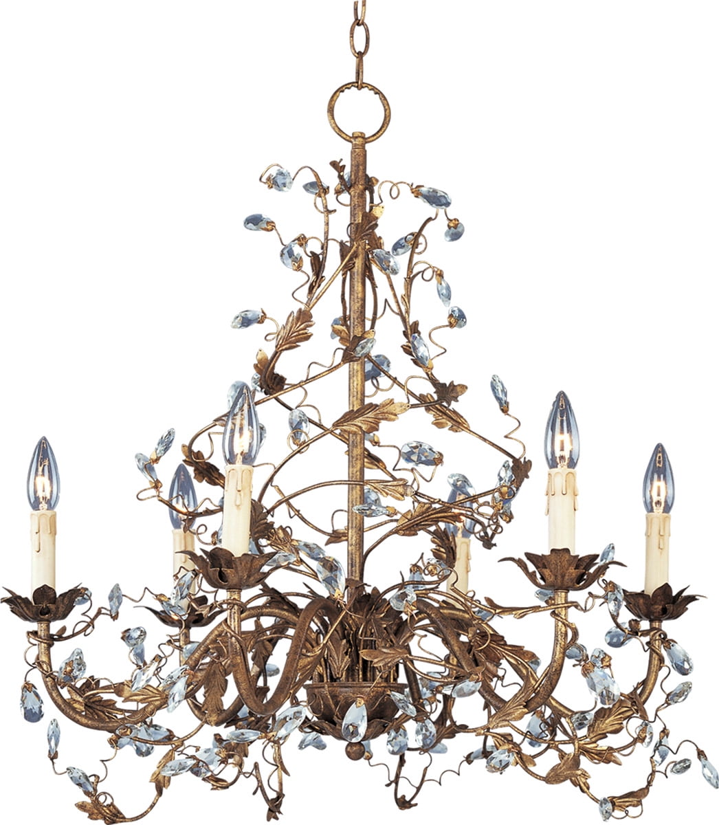 Chandeliers 6 Light Bulb Fixture With Etruscan Gold Finish Iron Material Candelabra Bulbs 27