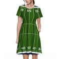 thumbnail image 1 of Fotbe Robe Motif Terrain de Football Américain Décontractée Mode Femme Manches Courtes Robe Maxi Robe T-Shirt Rayée Longue à Blocs de Couleur, 1 of 6