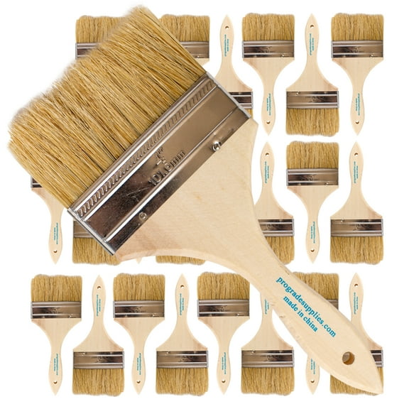 Vermeer Chip Paint Brushes - 24-Pack - 4" Chip Brushes for Paints, Stains, Varnishes, Glues, & Gesso