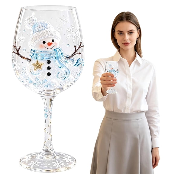 Veeogra Christmas Wine Glasses Stemmed Christmas Wine Glasses Snowman Wine Glasses Holiday Cocktail Glasses Clear Glass Cup Festive Drinkware Christmas Gift Home Bar Decor