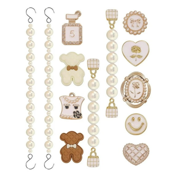 14PCS Pink Cute Flower Shoe Charm for Kids, Lovely Shoe Chains for Clog Sandal, DIY Butterfly Bow Shoe Decoration Charms for Girls, Party Favor