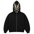 thumbnail image 2 of FOPSUFGWFO Halloween Demon Face Print Hoodie for Men Full Zip Ghost Mask Graphic Sweatshirt Long Sleeve Tops for Cosplay, Party 2XL, 2 of 4