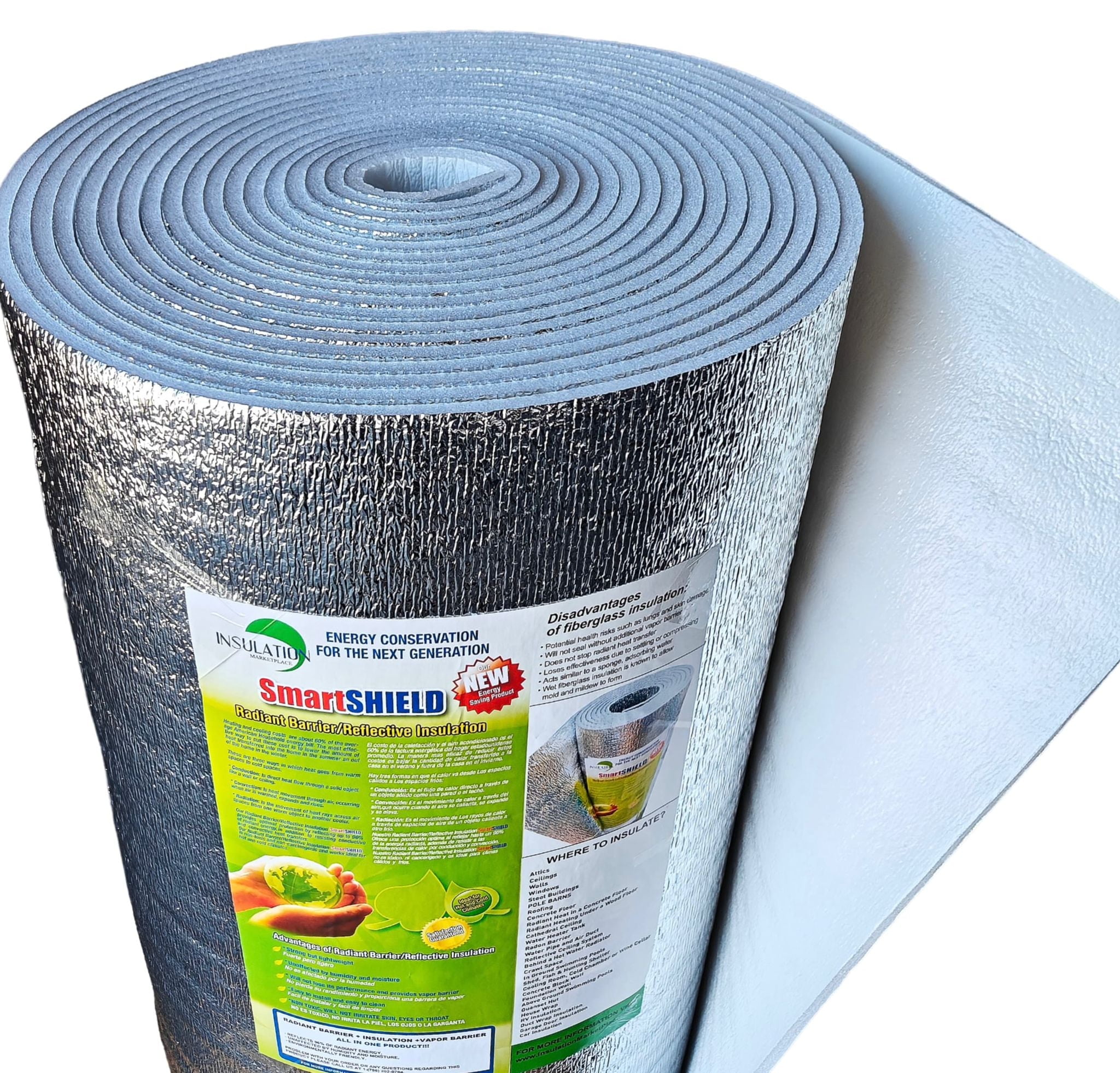 Double Reflective Bubble Foil Insulation Poly-Foam, Aluminum Foil Thermal Insulation Radiant Barrier For Windows, Garage Door, RV, Roof (72iN X 10FT) (R7-21) (Fireproof - View #11