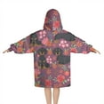 thumbnail image 2 of Dachshund Dog and Flower Floral Blanket Hoodies for Kids 6-13YR Oversize Wearable Blanket Hoodies for Boys Girls Teens, 2 of 7