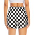 thumbnail image 4 of Fotbe Black and White Checkerboard Womens High Waist Running Shorts Athletic Workout Quick Dry Shorts for Women with Pockets Gym Yoga Summer Shorts-Small, 4 of 9